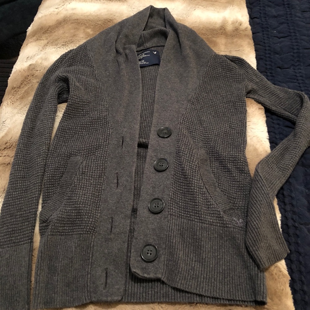 A&E grey open cardigan